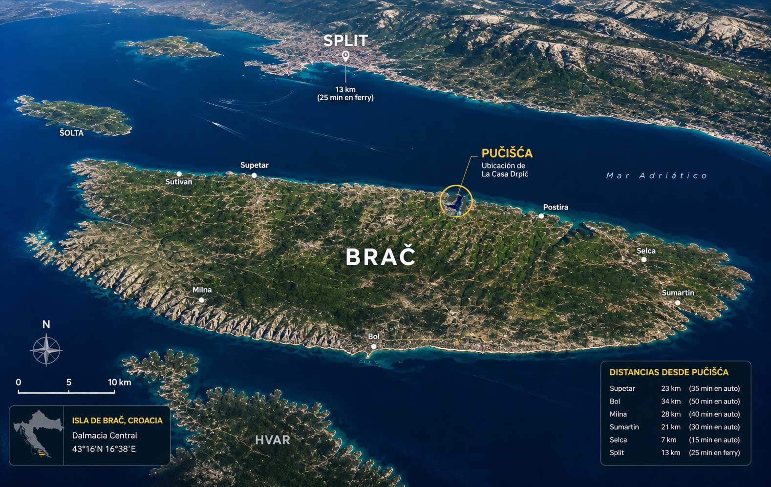 Isla de Brač frente a Split
